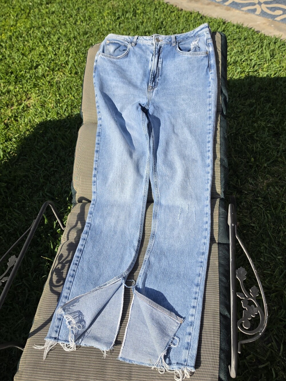 Zara Split Leg Distresses Blue Jeans 10